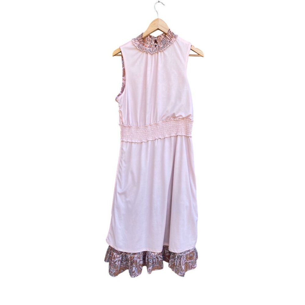 1. State Sleeveless Paisley Chiffon Midi Print Dress Size L Sleeveless Flowy GUC - Picture 6 of 12